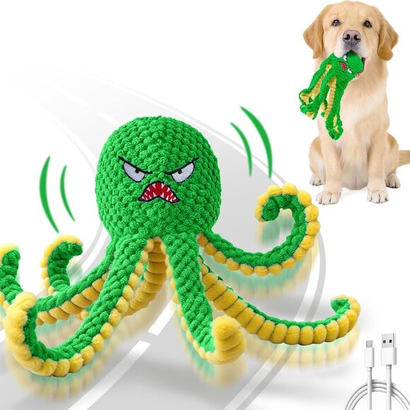 Squeaky Octopus Pet Toy - USB Rechargeable Waterproof & Fun for All Life Stages